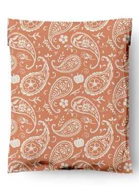 Set of 20 10x13 Poly Mailers Fall Pumpkin Paisley Shipping Bags Self Seal Orange